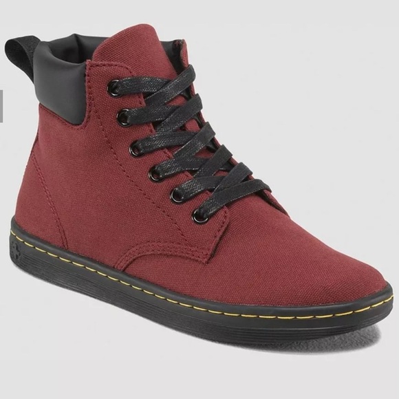 Dr. Martens Shoes - DR MARTENS Maelly Women's Lightweight Canvas Maroon Red Sneaker Boots Size 7